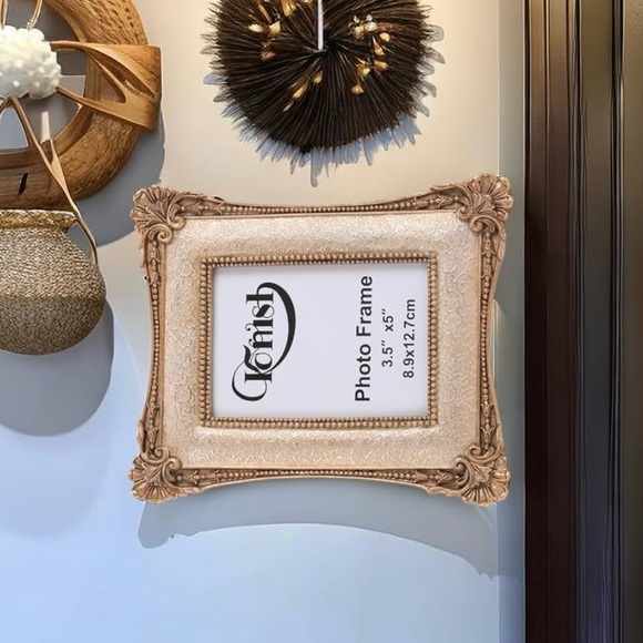 3.5x5” Antique Vintage Style Mini Picture Frame Tabletop Display Wall Mount Gold - Picture 6 of 8